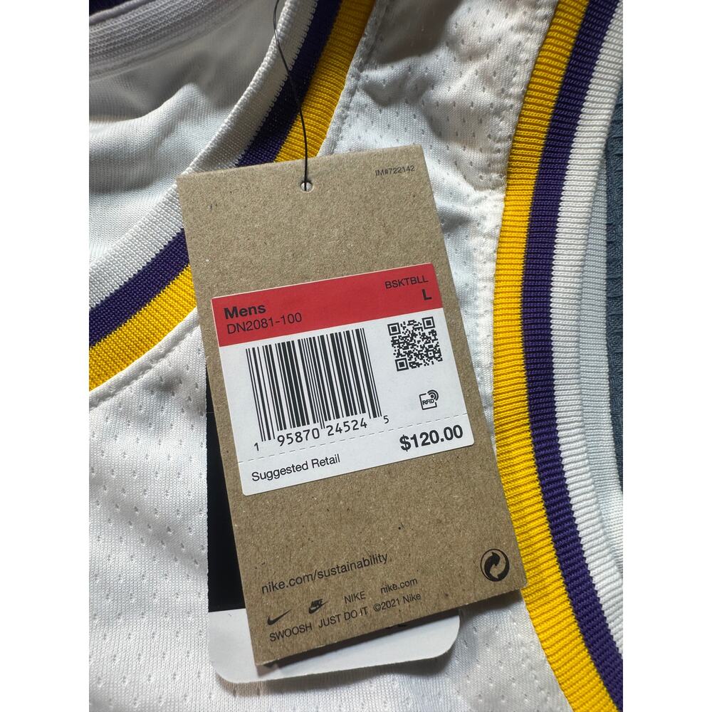 Nike Lakers Men's Jersey Sz L White Brand New - Picture 4 of 10